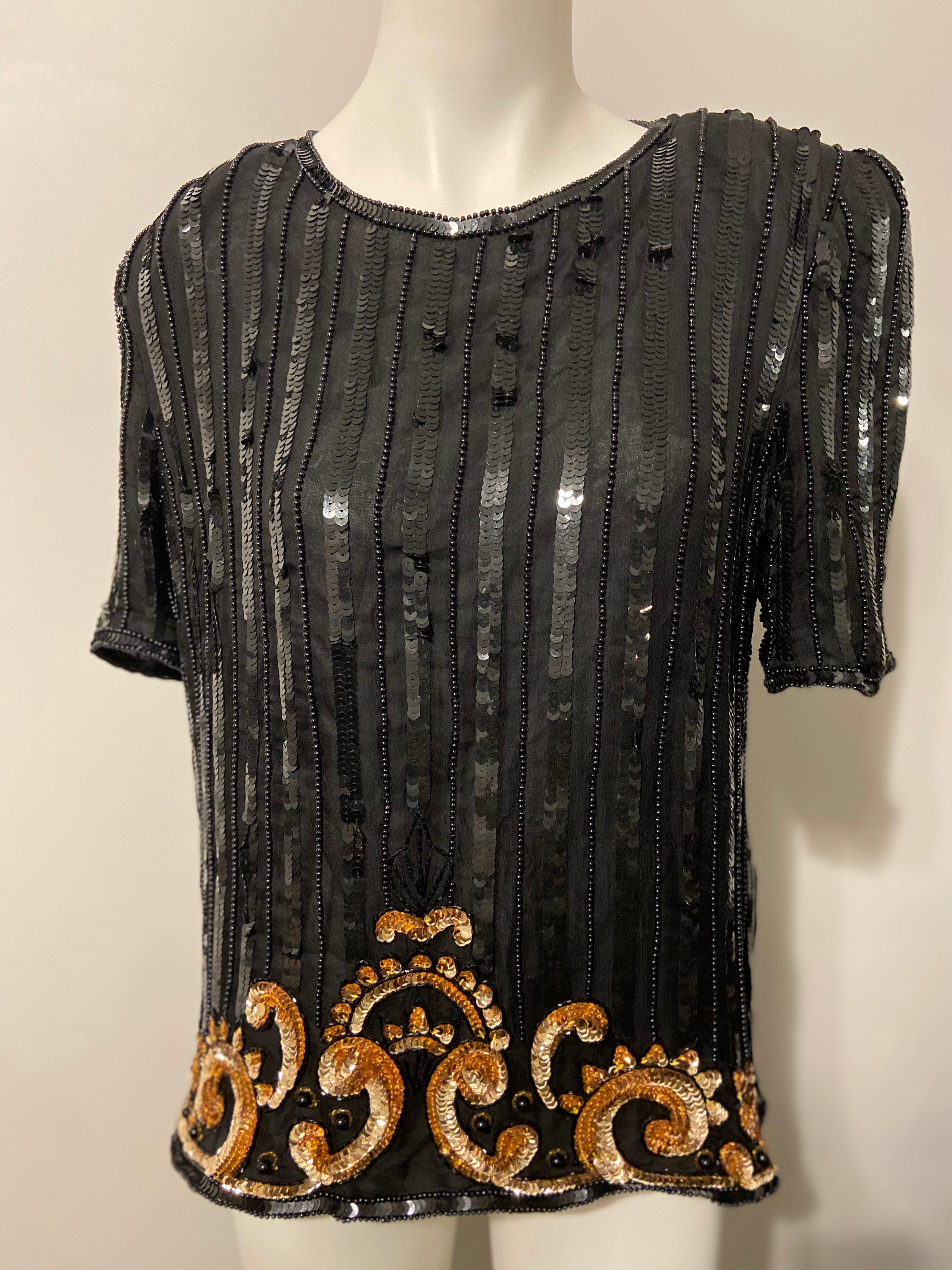 Vintage Stenay beaded and sequin top