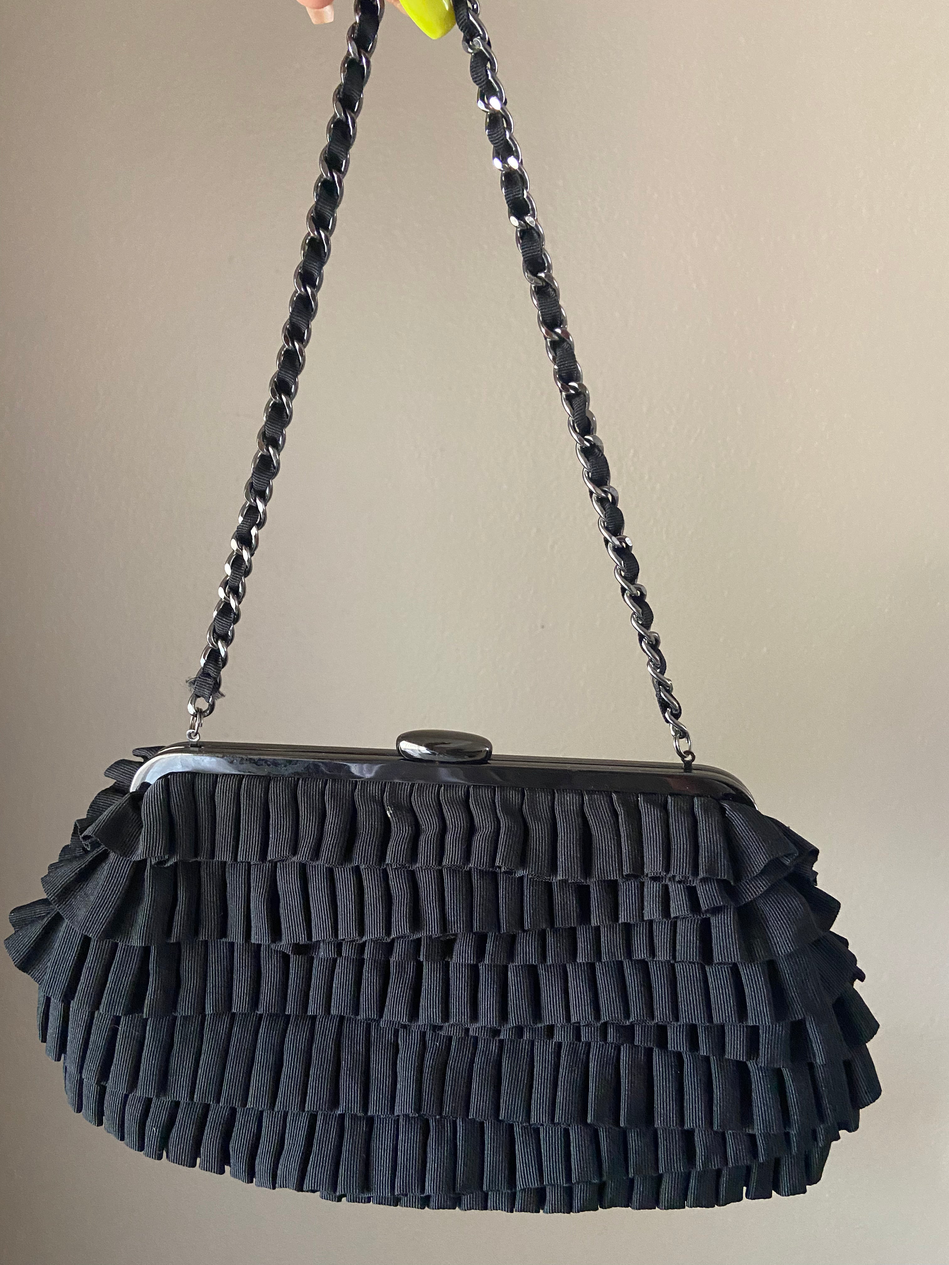 Black ruffle style purse