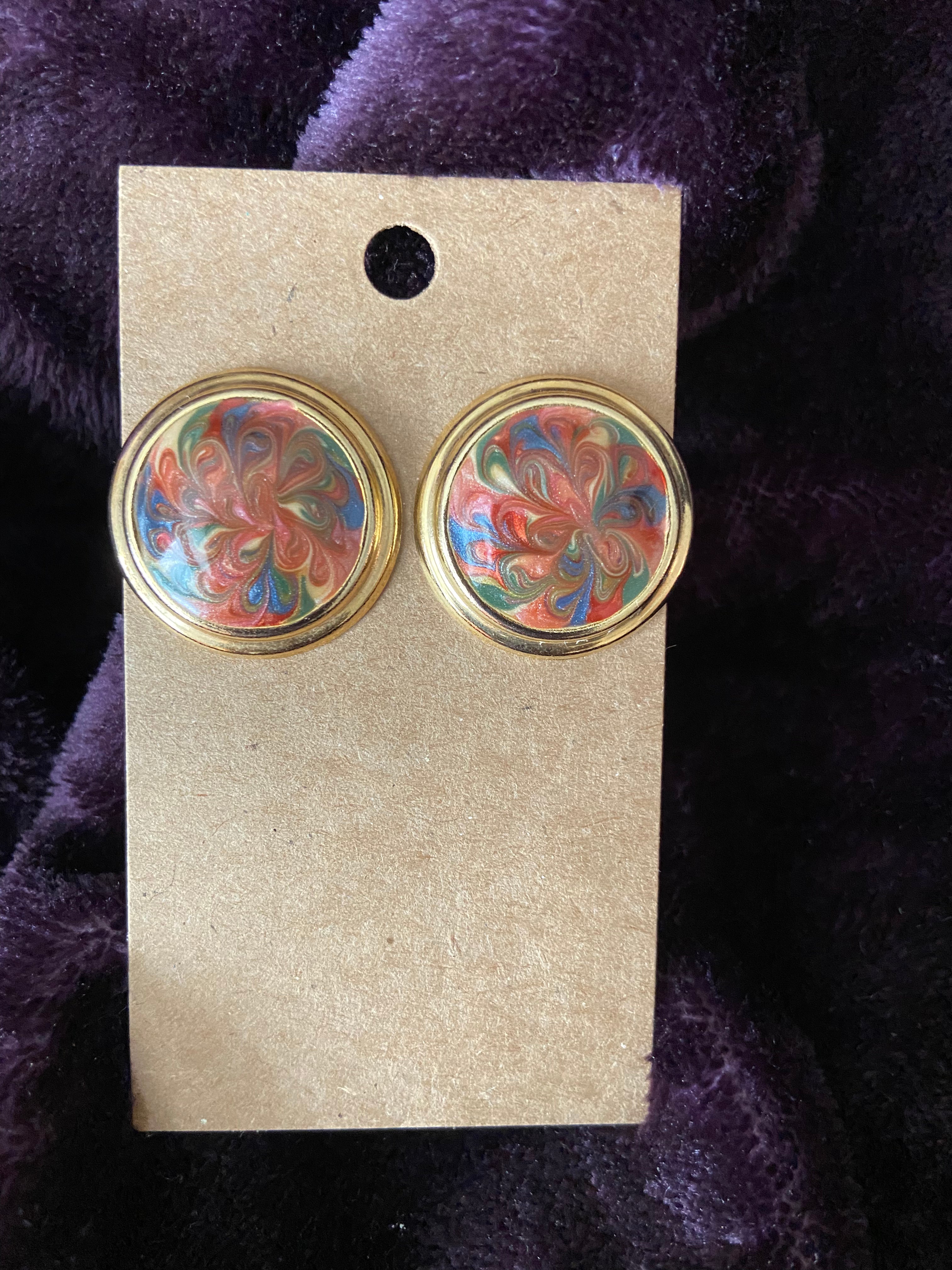 Multi-color circle earrings